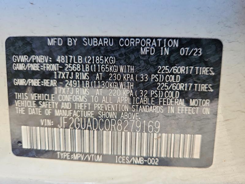 Продажа на аукционе авто 2024 Subaru Crosstrek, vin: JF2GUADC0R8279169, номер лота: 55886266