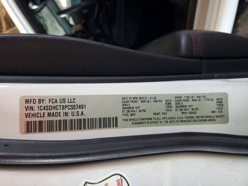 Aukcja sprzedaży 2023 Dodge Durango, vin: 1C4SDHCT8PC557491, numer aukcji: 58538676