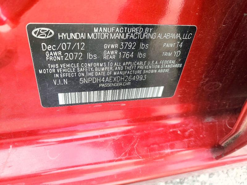 Aukcja sprzedaży 2013 Hyundai Elantra, vin: 5NPDH4AEXDH264993, numer aukcji: 56661306