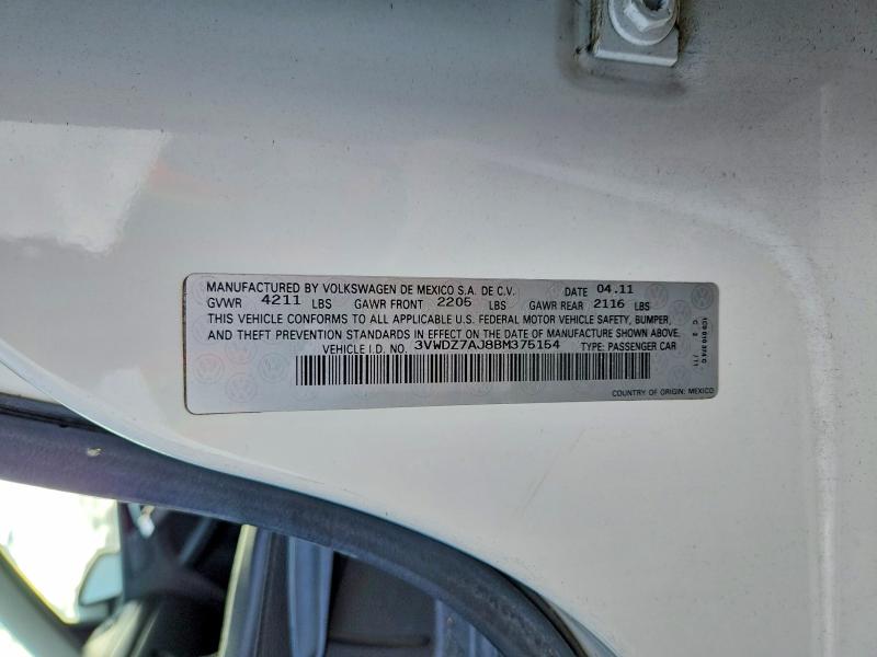 55914416 :رقم المزاد ، 3VWDZ7AJ8BM375154 vin ، 2011 Volkswagen Jetta مزاد بيع