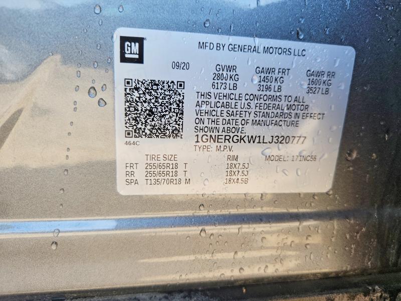 58026406 :رقم المزاد ، 1GNERGKW1LJ320777 vin ، 2020 Chevrolet Traverse مزاد بيع