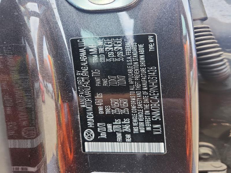 56264716 :رقم المزاد ، 5NMJBCAE9NH031426 vin ، 2022 Hyundai Tucson مزاد بيع
