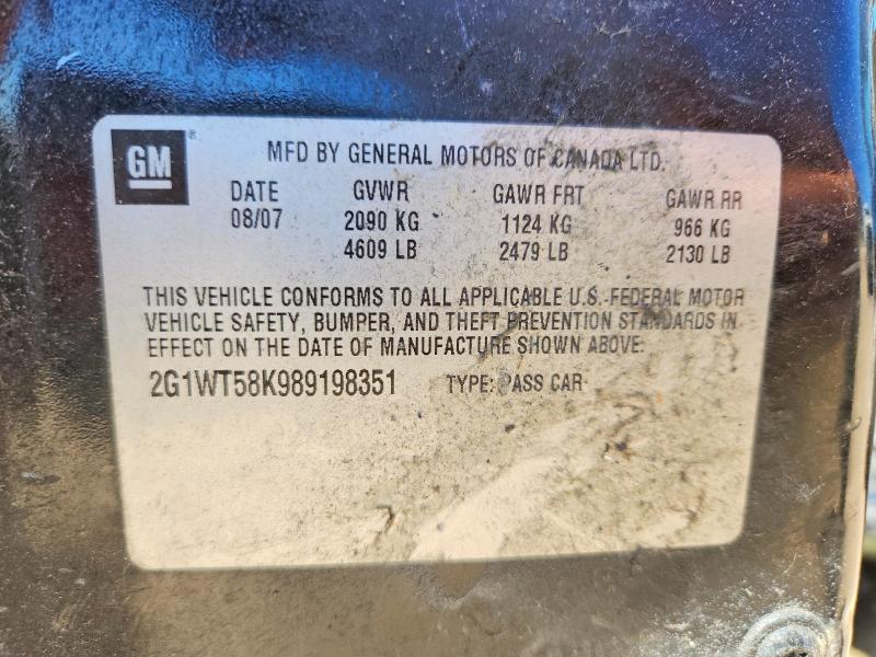 2008 Chevrolet Impala მანქანა იყიდება აუქციონზე, vin: 2G1WT58K989198351, აუქციონის ნომერი: 55734976