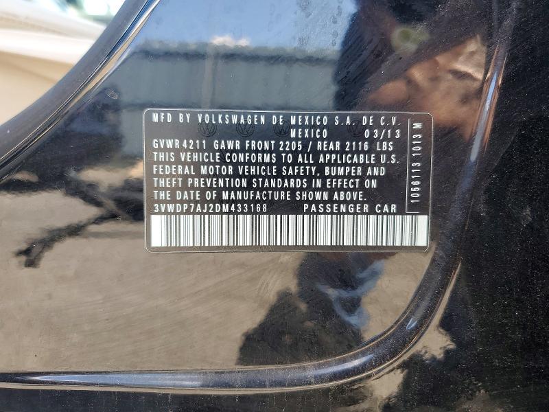 Aukcja sprzedaży 2013 Volkswagen Jetta, vin: 3VWDP7AJ2DM433168, numer aukcji: 58529496
