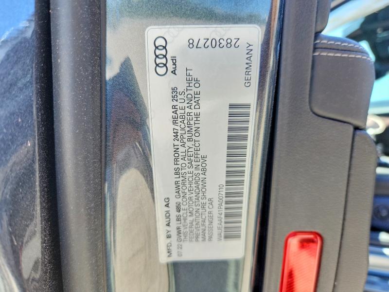 55477956 :رقم المزاد ، WAUEAAF41PA007110 vin ، 2023 Audi A4 مزاد بيع