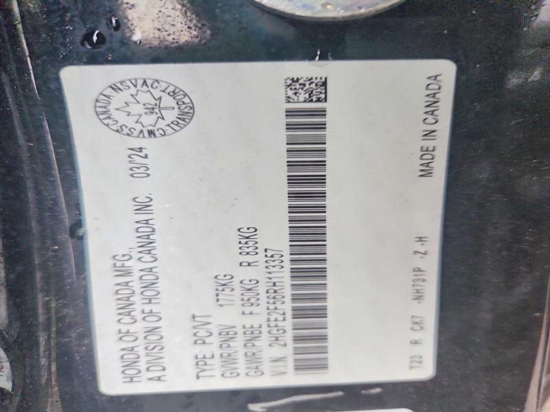 Aukcja sprzedaży 2024 Honda Civic, vin: 2HGFE2F56RH113357, numer aukcji: 58488256