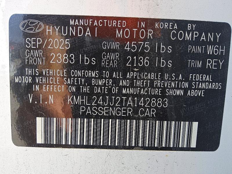 2026 Hyundai Sonata Hybrid მანქანა იყიდება აუქციონზე, vin: KMHL24JJ2TA142883, აუქციონის ნომერი: 60977486
