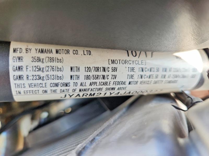 Продаж на аукціоні авто 2018 Yamaha Xsr700, vin: JYARM21Y4JA000327, номер лоту: 58560766