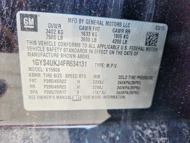 58128536 :رقم المزاد ، 1GYS4UKJ4FR634131 vin ، 2015 Cadillac Escalade مزاد بيع