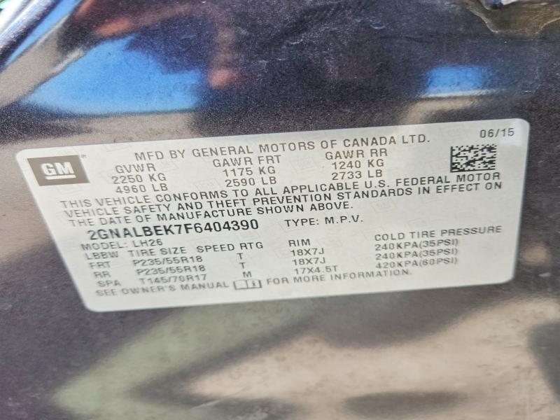 57949016 :رقم المزاد ، 2GNALBEK7F6404390 vin ، 2015 Chevrolet Equinox مزاد بيع