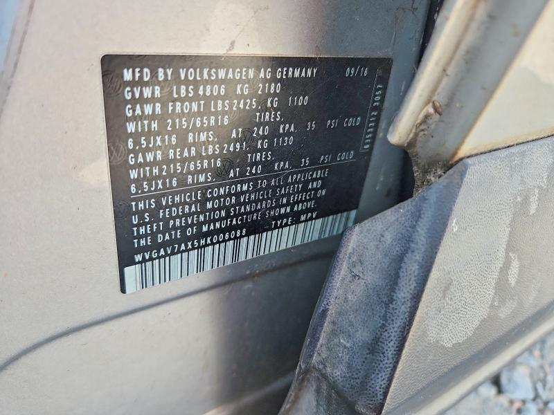 Aukcja sprzedaży 2017 Volkswagen Tiguan, vin: WVGAV7AX5HK006088, numer aukcji: 56193656