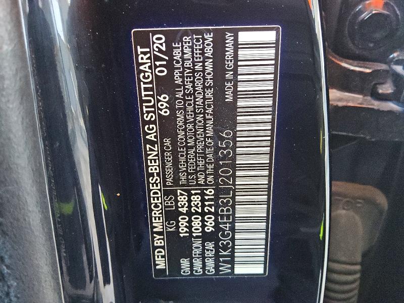 2020 Mercedes-benz A მანქანა იყიდება აუქციონზე, vin: W1K3G4EB3LJ201356, აუქციონის ნომერი: 56243636