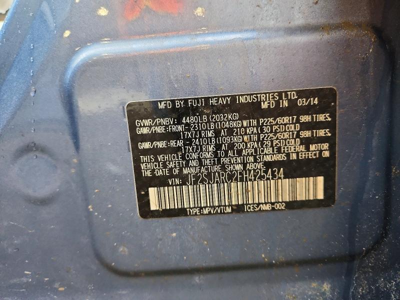 Aukcja sprzedaży 2015 Subaru Forester, vin: JF2SJARC2FH425434, numer aukcji: 57029986