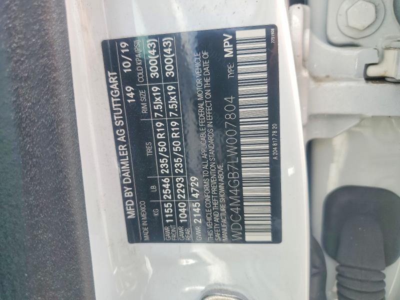 97681935 :رقم المزاد ، WDC4M4GB7LW007804 vin ، 2020 Mercedes-benz Glb مزاد بيع