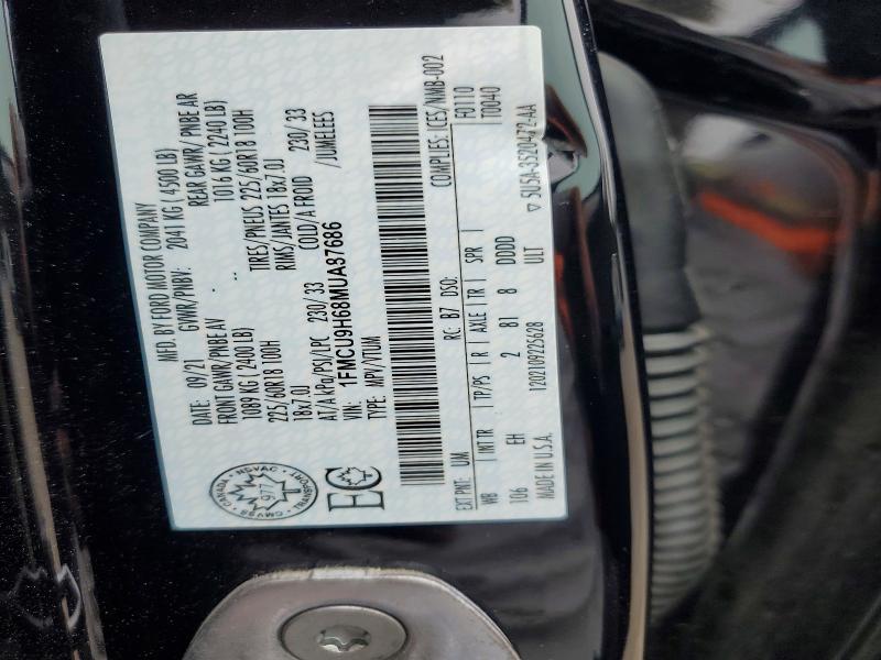 Aukcja sprzedaży 2021 Ford Escape, vin: 1FMCU9H68MUA87686, numer aukcji: 58429436