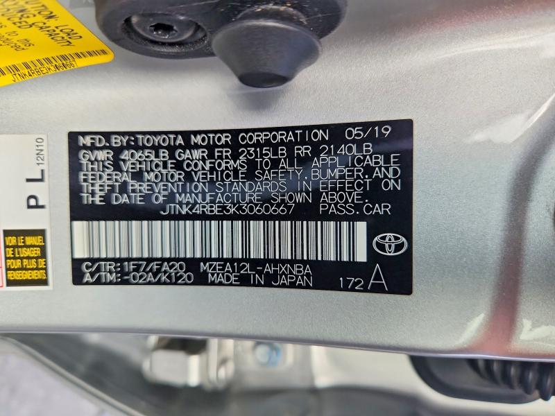2019 Toyota Corolla Hatchback მანქანა იყიდება აუქციონზე, vin: JTNK4RBE3K3060667, აუქციონის ნომერი: 59379166