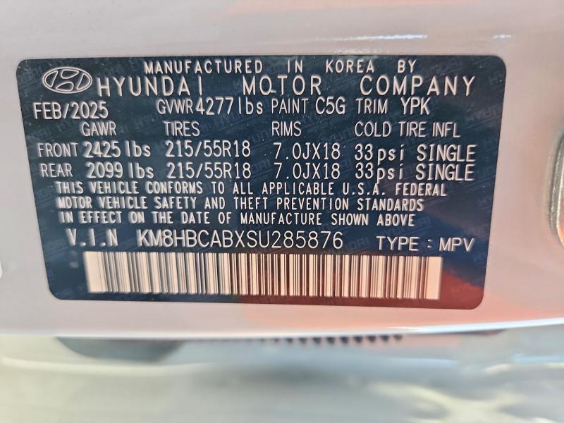 2025 Hyundai Kona მანქანა იყიდება აუქციონზე, vin: KM8HBCABXSU285876, აუქციონის ნომერი: 55772266