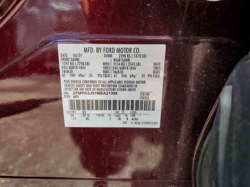 Продажа на аукционе авто 2021 Ford Edge, vin: 2FMPK3J91MBA21396, номер лота: 57024846