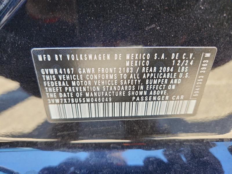 2025 Volkswagen Jetta მანქანა იყიდება აუქციონზე, vin: 3VW7X7BU5SM046049, აუქციონის ნომერი: 57226036