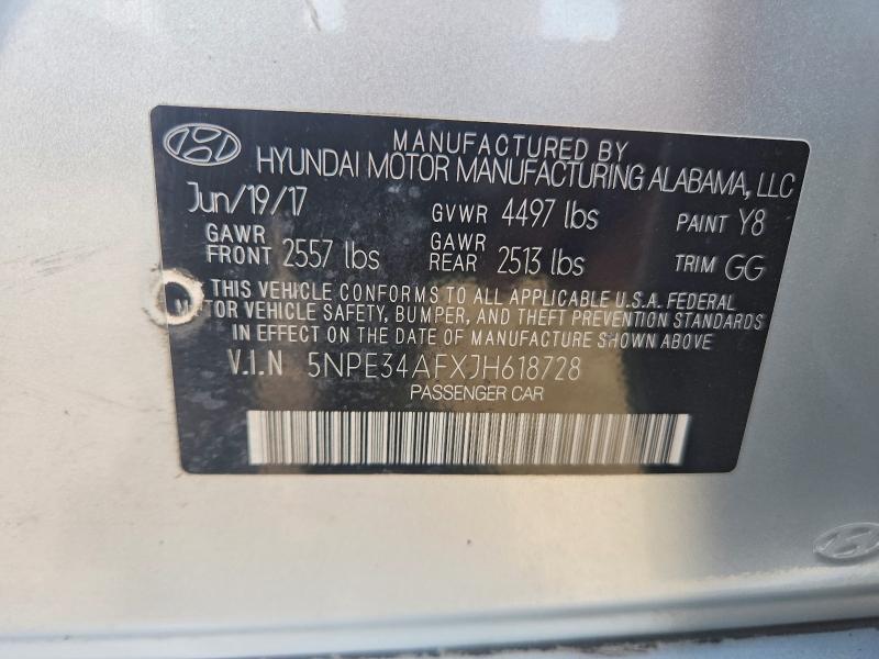 Продаж на аукціоні авто 2018 Hyundai Sonata, vin: 5NPE34AFXJH618728, номер лоту: 53030446