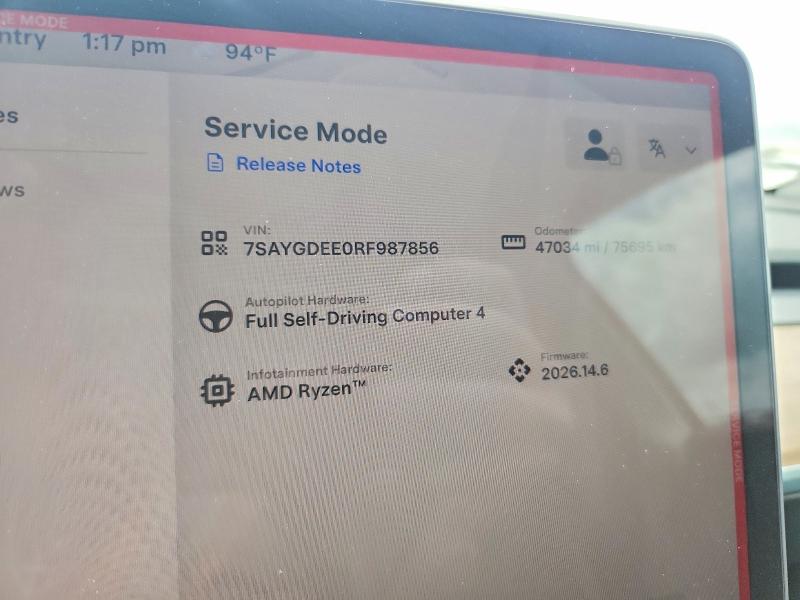 Aukcja sprzedaży 2024 Tesla Model Y, vin: 7SAYGDEE0RF987856, numer aukcji: 56986186