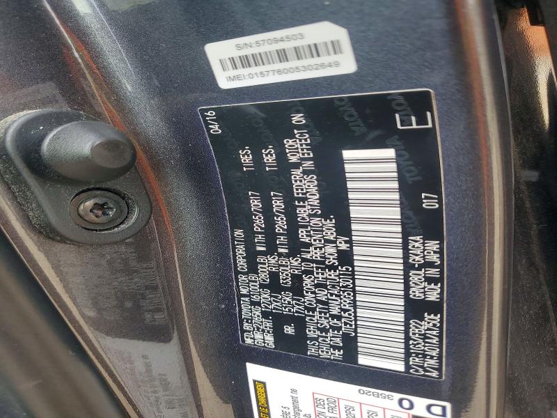 Auction sale of the 2016 Toyota 4runner, vin: JTEZU5JR9G5130115, lot number: 56948306