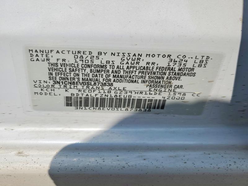 Aukcja sprzedaży 2025 Nissan Versa, vin: 3N1CN8EV0SL873838, numer aukcji: 59130496
