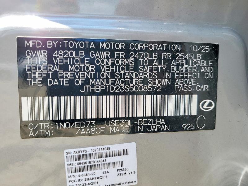Продажа на аукционе авто 2025 Lexus Is 500, vin: JTHBP1D23S5008572, номер лота: 56998936