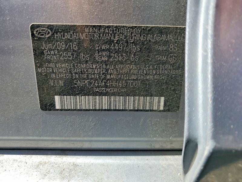 2017 Hyundai Sonata მანქანა იყიდება აუქციონზე, vin: 5NPE24AF4HH457001, აუქციონის ნომერი: 57084066