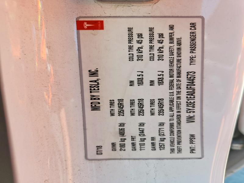 Auction sale of the 2018 Tesla Model 3, vin: 5YJ3E1EA0JF044573, lot number: 59013216