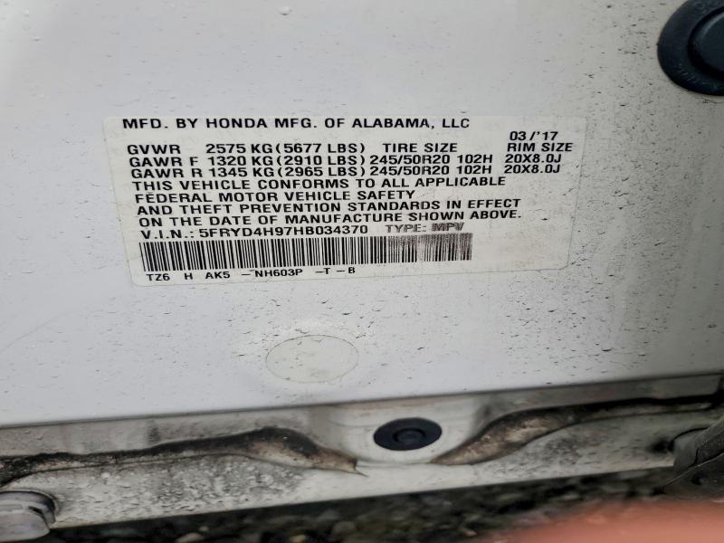 Aukcja sprzedaży 2017 Acura Mdx, vin: 5FRYD4H97HB034370, numer aukcji: 58019196