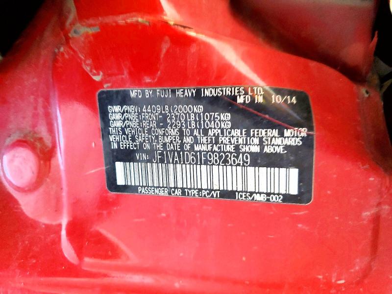 Aukcja sprzedaży 2015 Subaru Wrx, vin: JF1VA1D61F9823649, numer aukcji: 55428376