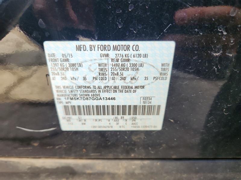 Продаж на аукціоні авто 2016 Ford Explorer, vin: 1FM5K7D87GGA13446, номер лоту: 55596256