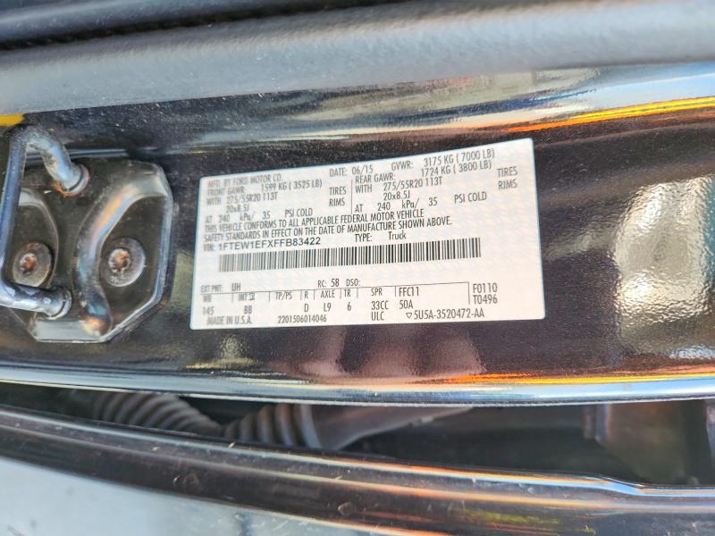 Aukcja sprzedaży 2015 Ford F150, vin: 1FTEW1EFXFFB83422, numer aukcji: 55786486
