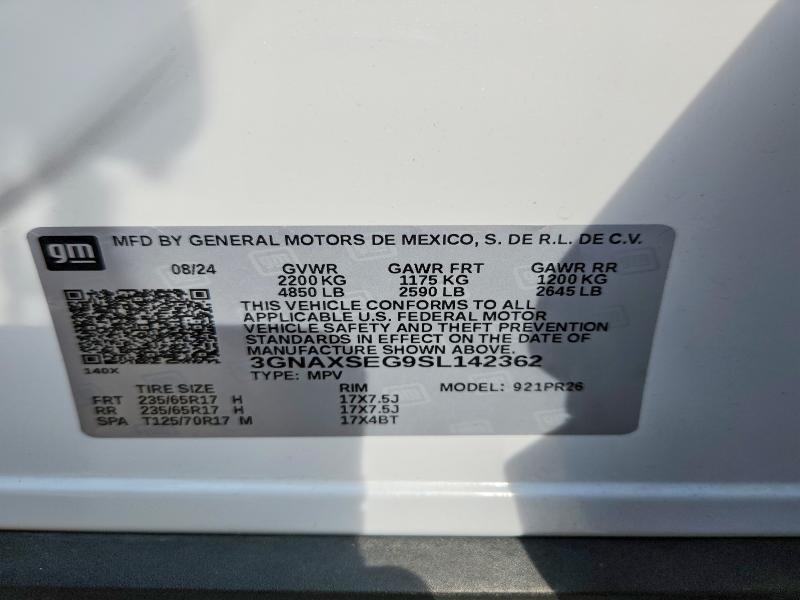 Aukcja sprzedaży 2025 Chevrolet Equinox, vin: 3GNAXSEG9SL142362, numer aukcji: 55589526
