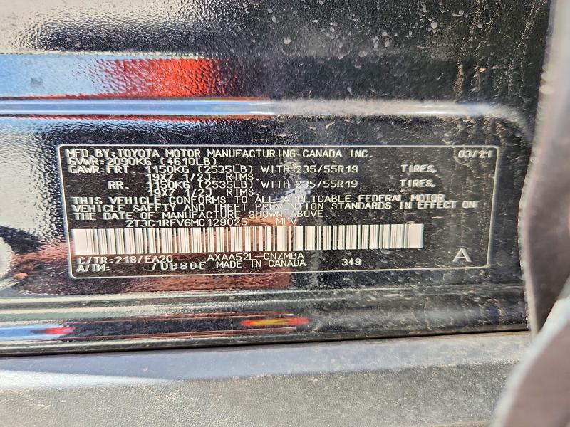 Aukcja sprzedaży 2021 Toyota Rav4, vin: 2T3C1RFV6MC129025, numer aukcji: 58604806