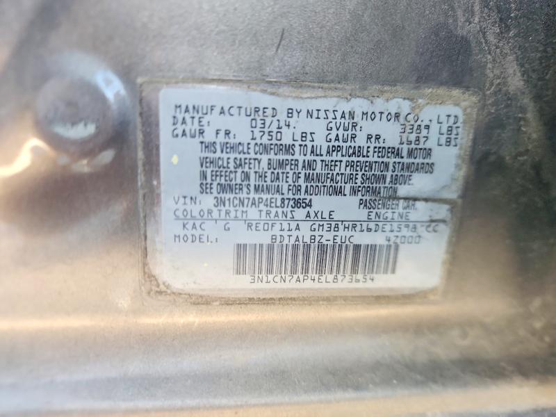 2014 Nissan Versa მანქანა იყიდება აუქციონზე, vin: 3N1CN7AP4EL873654, აუქციონის ნომერი: 55627686