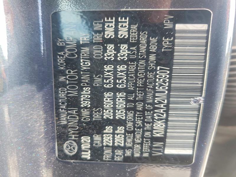 2021 Hyundai Kona მანქანა იყიდება აუქციონზე, vin: KM8K12AA2MU625907, აუქციონის ნომერი: 58240726