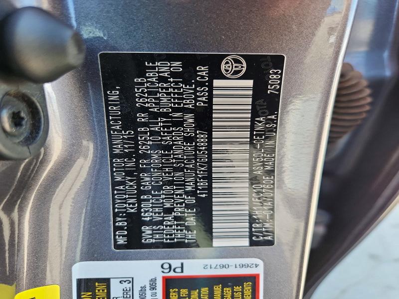 55243566 :رقم المزاد ، 4T1BF1FK7GU548887 vin ، 2016 Toyota Camry مزاد بيع