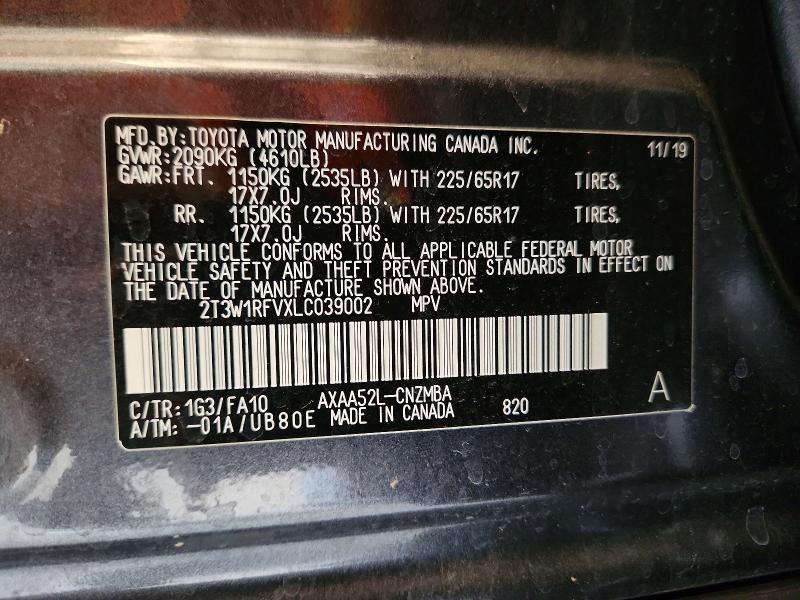 Продажа на аукционе авто 2020 Toyota Rav4, vin: 2T3W1RFVXLC039002, номер лота: 55787646