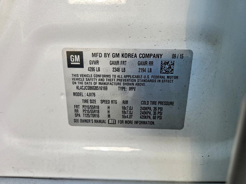2016 Buick Encore მანქანა იყიდება აუქციონზე, vin: KL4CJCSB6GB516169, აუქციონის ნომერი: 56941696