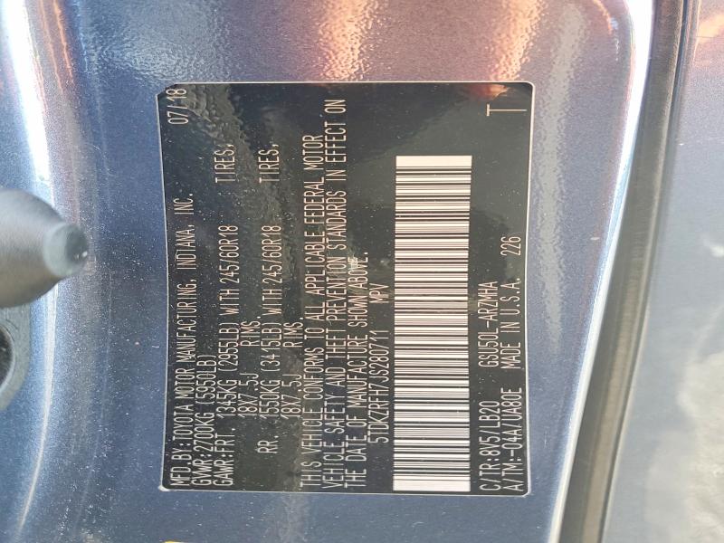 55915836 :رقم المزاد ، 5TDKZRFH7JS280711 vin ، 2018 Toyota Highlander مزاد بيع