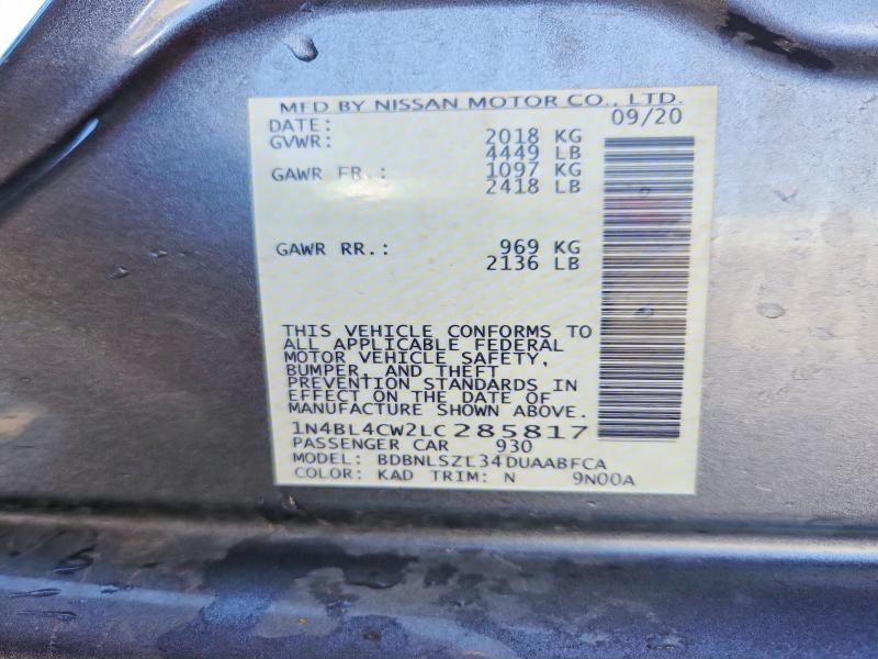 Auction sale of the 2020 Nissan Altima, vin: 1N4BL4CW2LC285817, lot number: 57624206