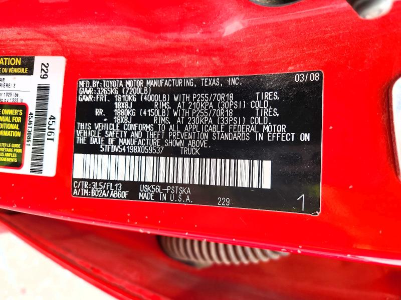 Продаж на аукціоні авто 2008 Toyota Tundra, vin: 5TFDV54198X059537, номер лоту: 58425416
