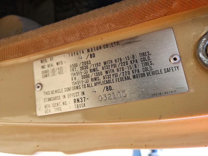 1980 Toyota 4wd Pick-up მანქანა იყიდება აუქციონზე, vin: RN37032100, აუქციონის ნომერი: 57360736