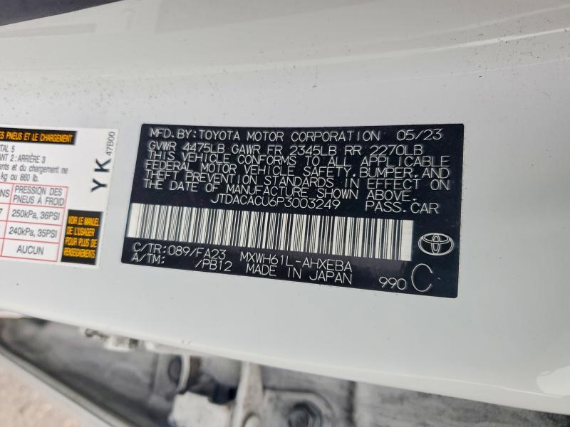 Продаж на аукціоні авто 2023 Toyota Prius Prime, vin: JTDACACU6P3003249, номер лоту: 56860586