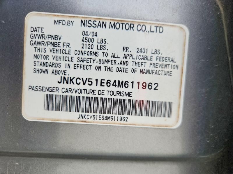 57934646 :رقم المزاد ، JNKCV51E64M611962 vin ، 2004 Infiniti G35 مزاد بيع