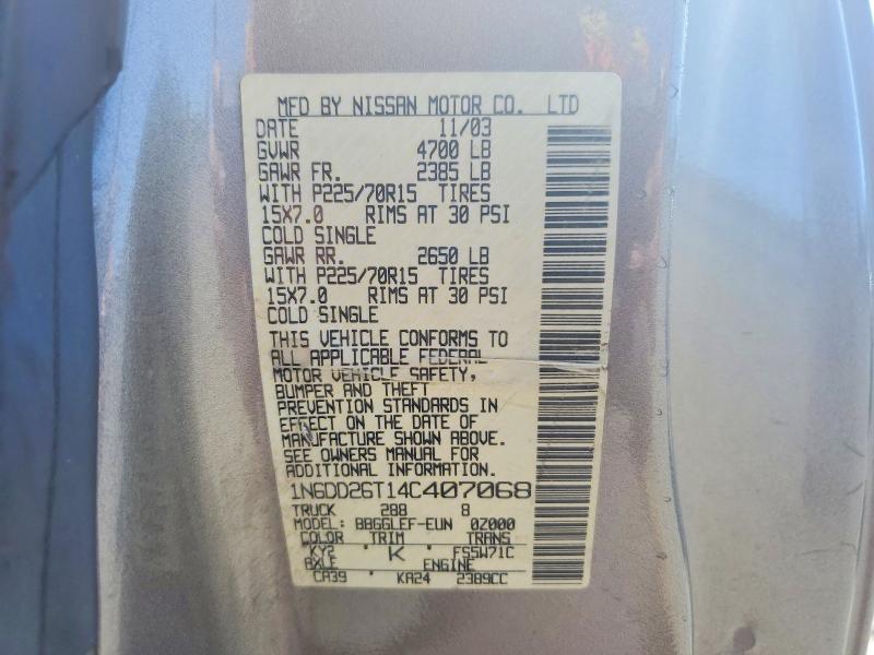 Продажа на аукционе авто 2004 Nissan Frontier, vin: 1N6DD26T14C407068, номер лота: 57275786