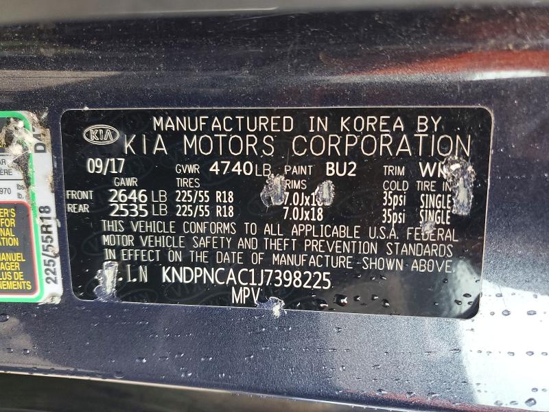 Aukcja sprzedaży 2018 Kia Sportage, vin: KNDPNCAC1J7398225, numer aukcji: 57747226