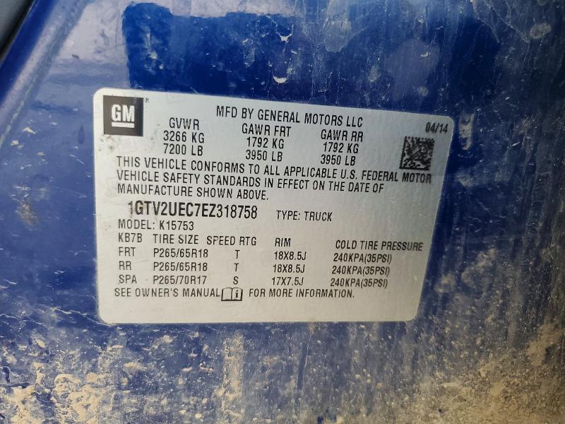 2014 Gmc Sierra მანქანა იყიდება აუქციონზე, vin: 1GTV2UEC7EZ318758, აუქციონის ნომერი: 58783636